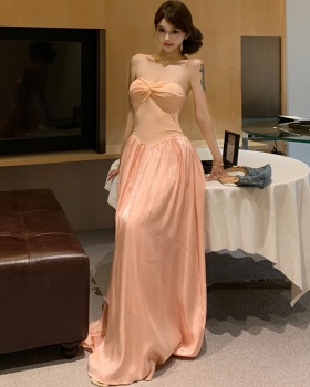 Shoulder strap removable long dress wrapped chest dress