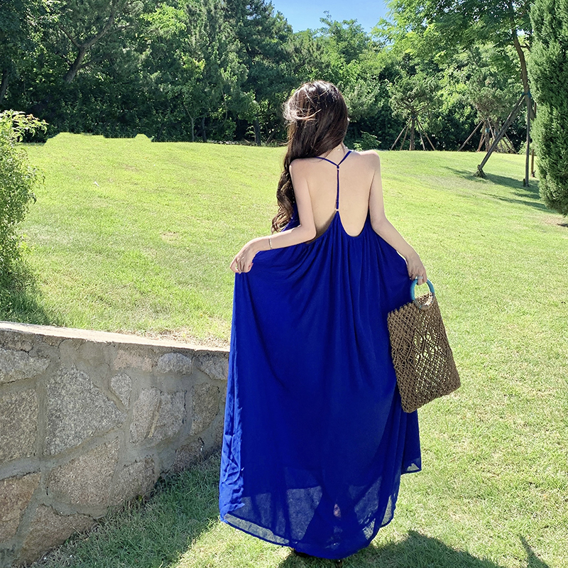 Vacation halter long dress summer large yard dress