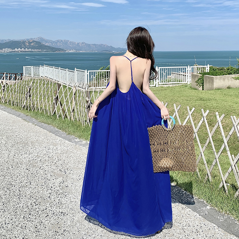 Vacation halter long dress summer large yard dress