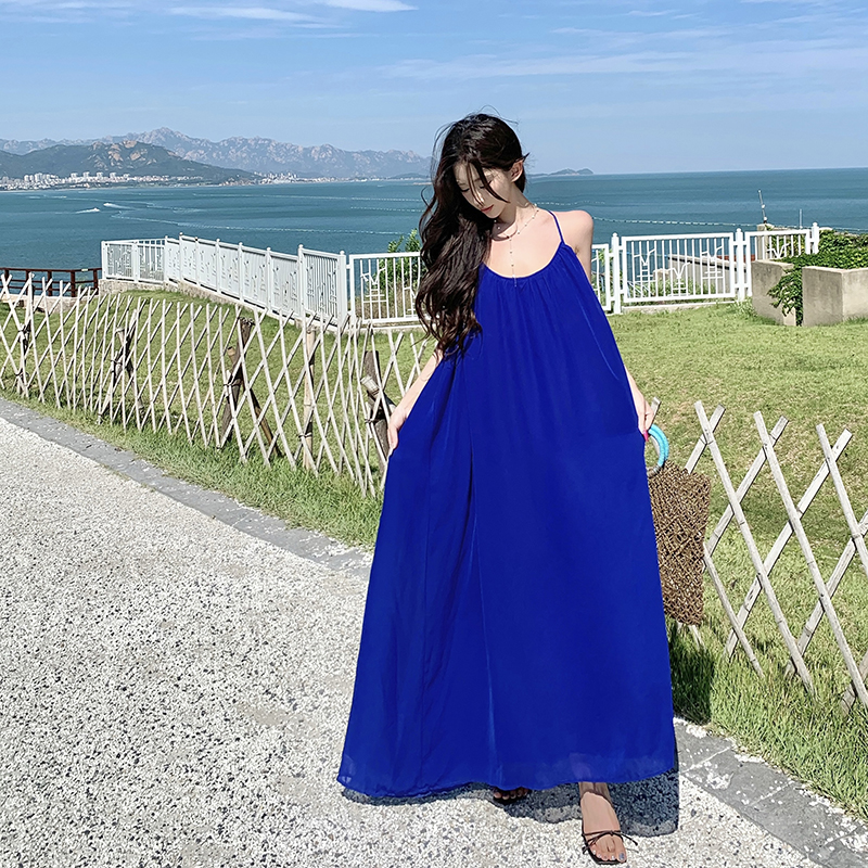 Vacation halter long dress summer large yard dress