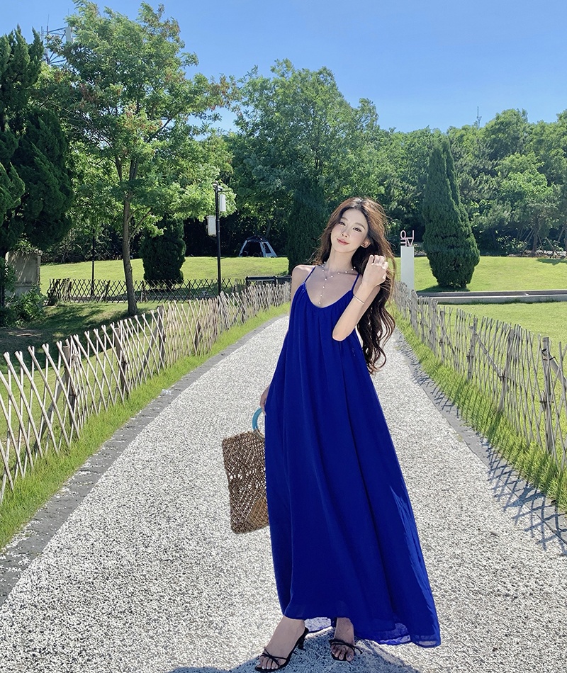 Vacation halter long dress summer large yard dress