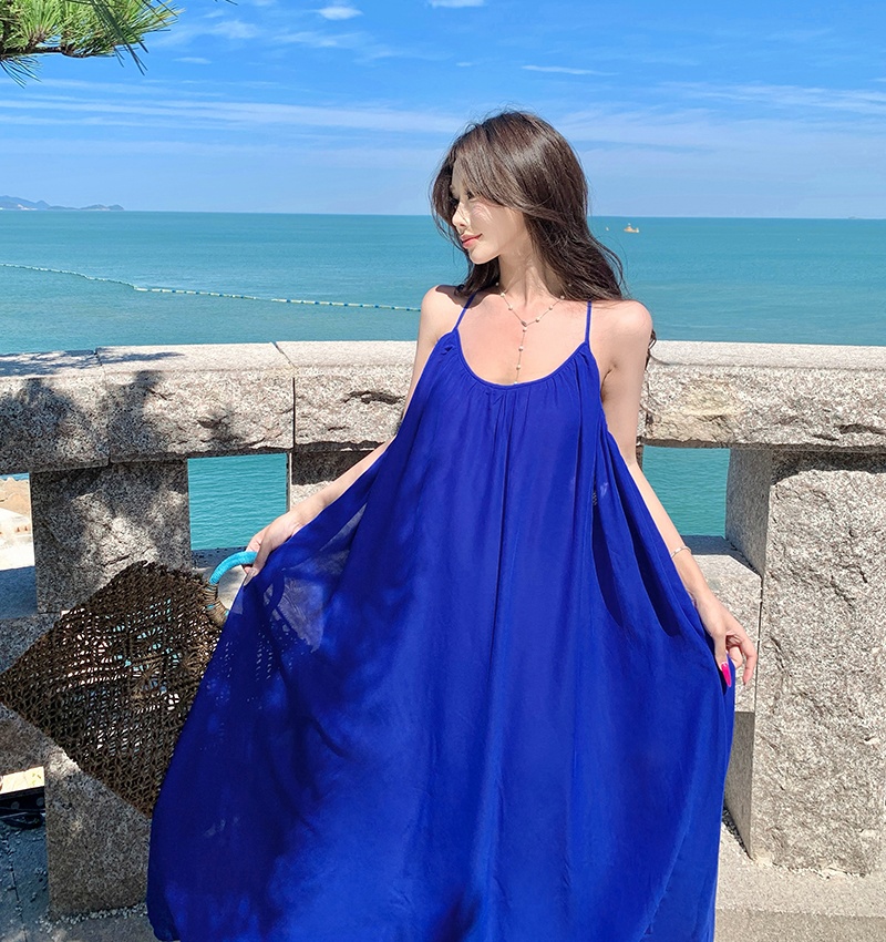 Vacation halter long dress summer large yard dress