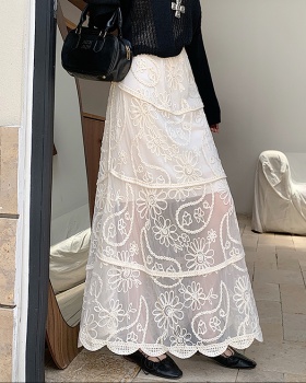 Lace retro A-line autumn and winter crochet skirt for women