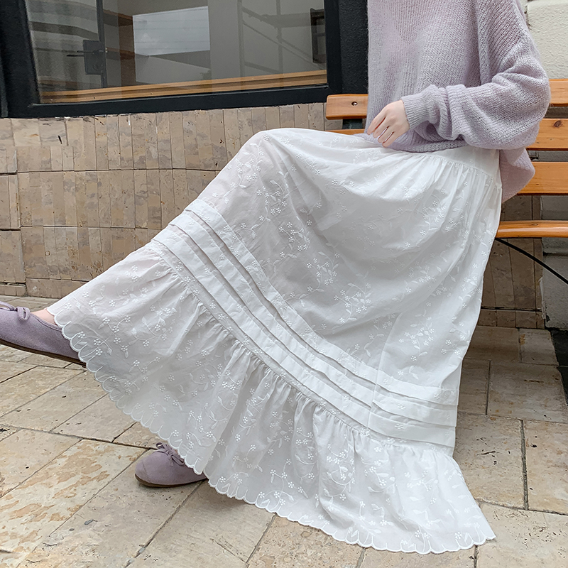Cake embroidery lady big skirt elegant autumn A-line skirt