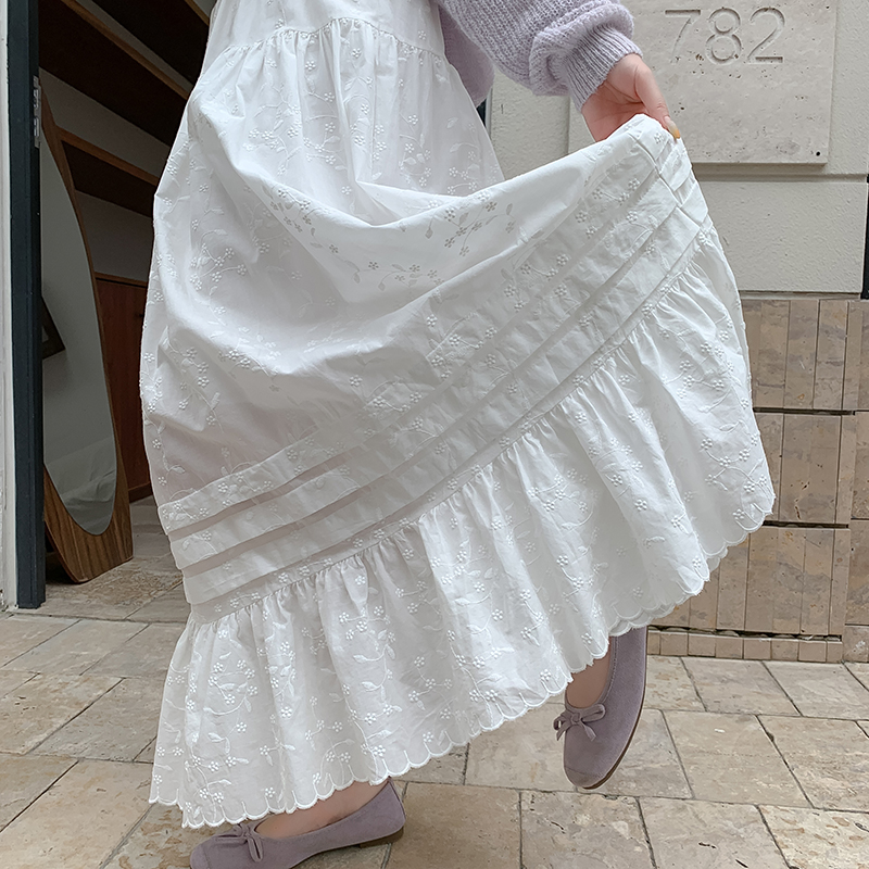 Cake embroidery lady big skirt elegant autumn A-line skirt