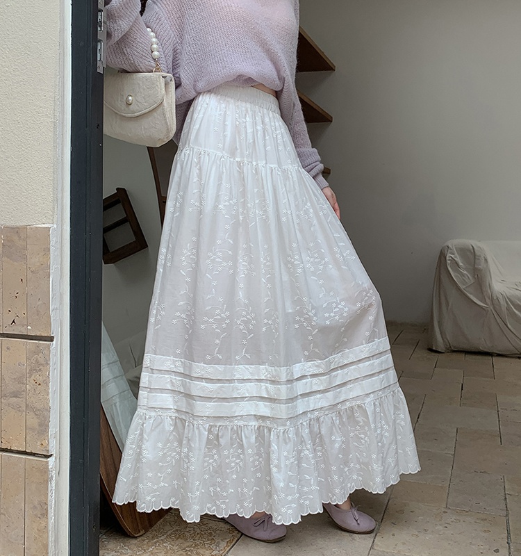 Cake embroidery lady big skirt elegant autumn A-line skirt