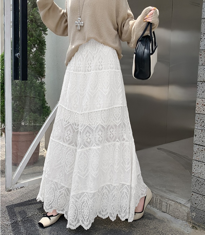 Cake A-line skirt lace long skirt for women