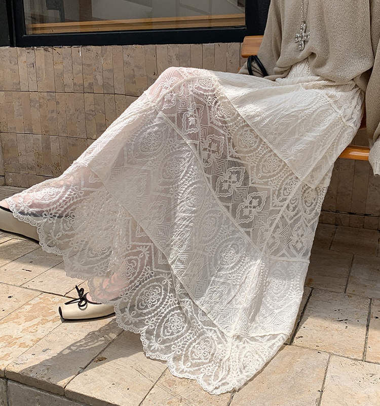 Cake A-line skirt lace long skirt for women
