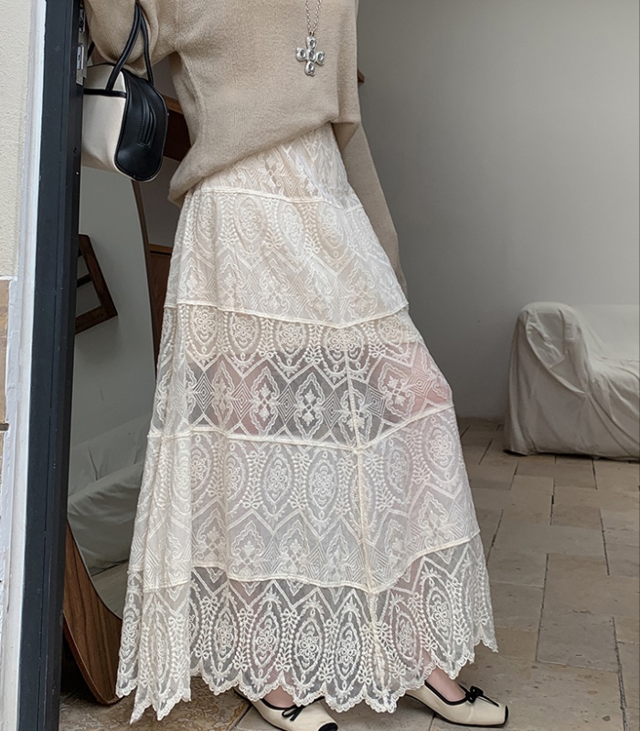 Cake A-line skirt lace long skirt for women