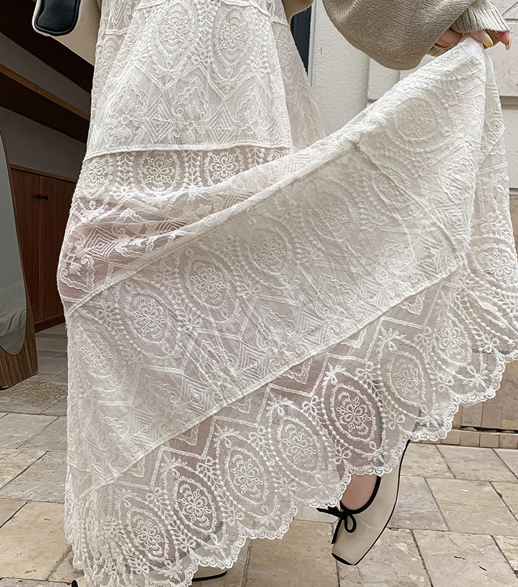 Cake A-line skirt lace long skirt for women
