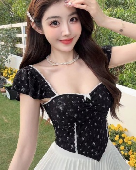 Integrated floral summer tops slim boats sleeve vest