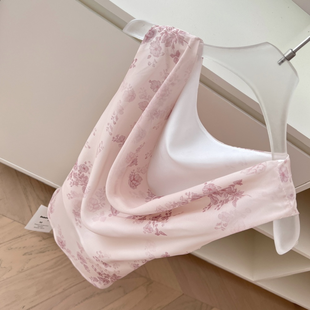 Pinched waist romantic tops summer skirt a set