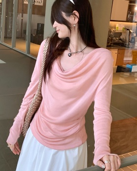 Long sleeve pink sweater unique temperament tops