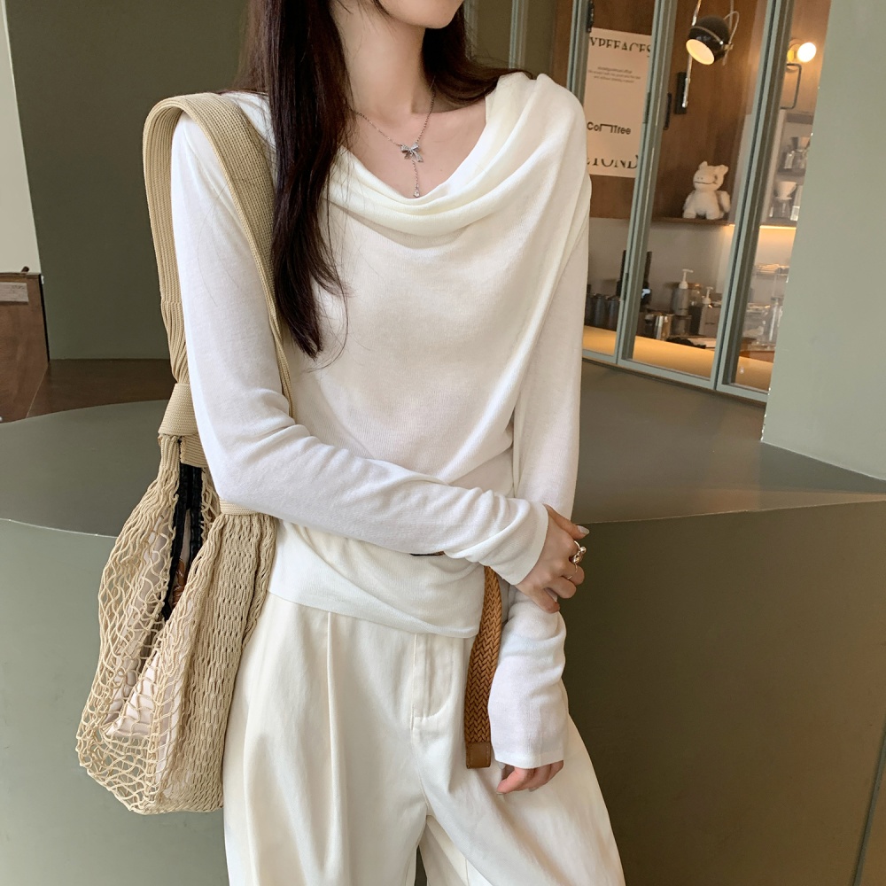 Long sleeve pink sweater unique temperament tops
