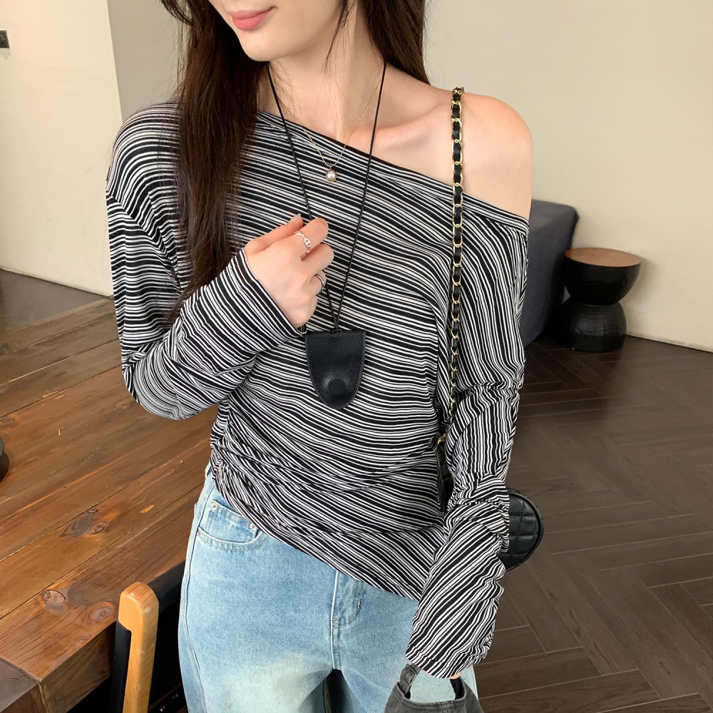 Summer stripe T-shirt short sleeve tops for women