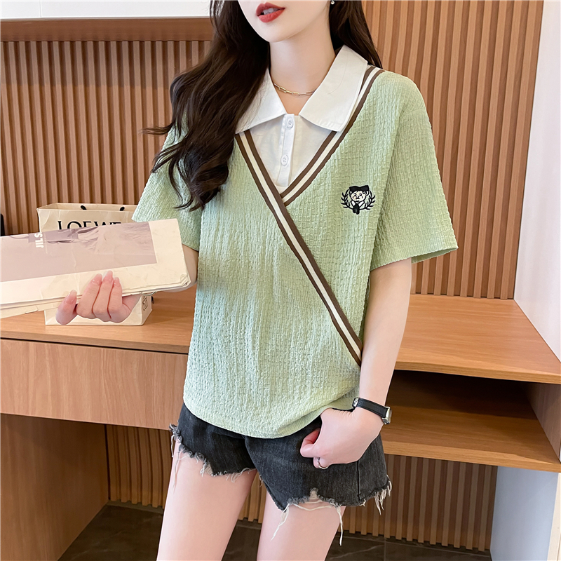 Short sleeve quality tops cotton large yard T-shirt