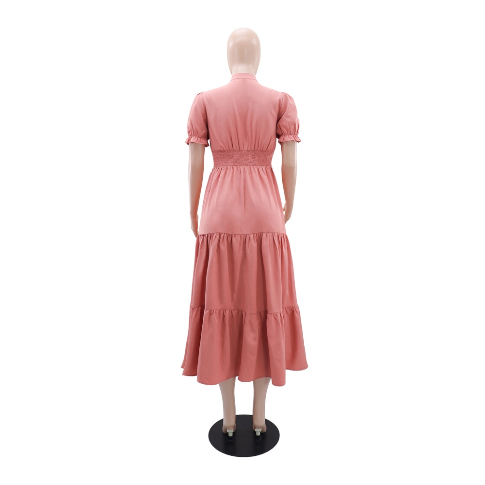 Casual A-line pinched waist European style dress
