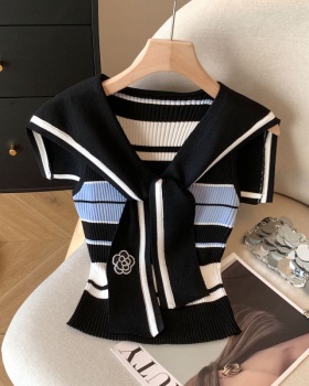 Ladies stripe sweater chanelstyle tops for women