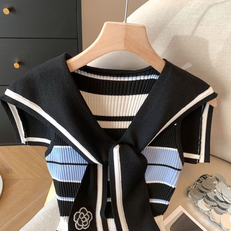 Ladies stripe sweater chanelstyle tops for women