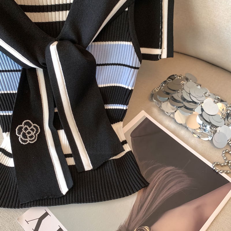 Ladies stripe sweater chanelstyle tops for women