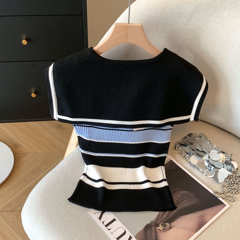 Ladies stripe sweater chanelstyle tops for women