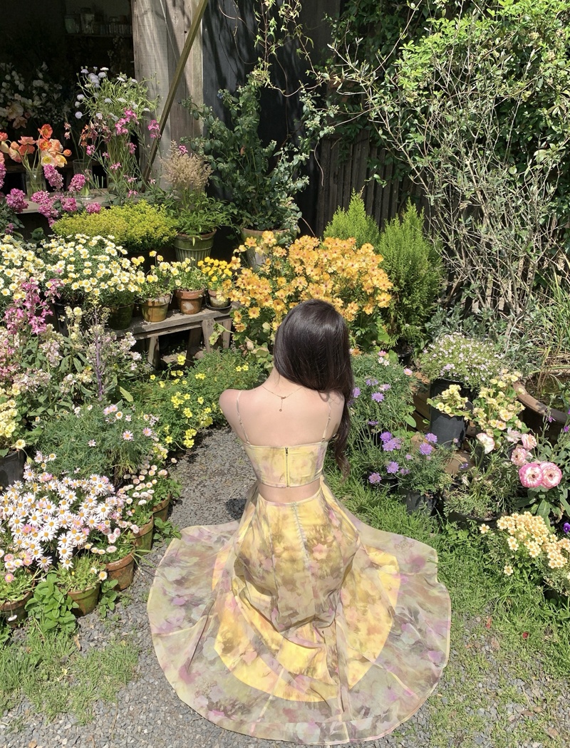 Chest pad dress vacation long dress
