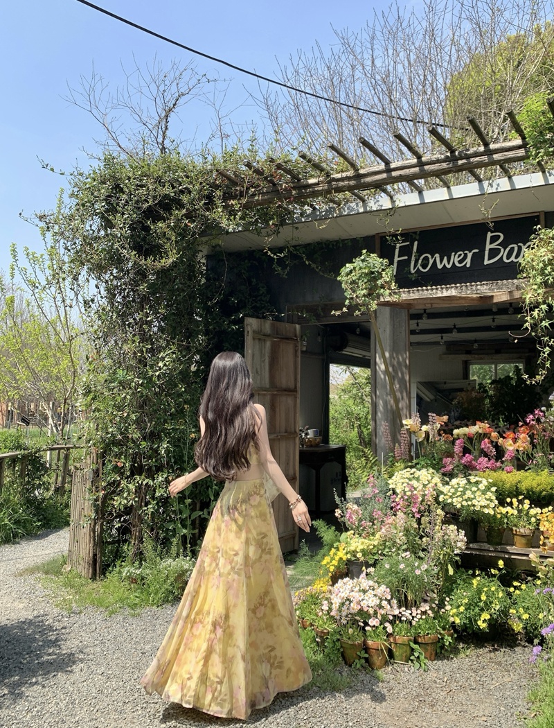 Chest pad dress vacation long dress