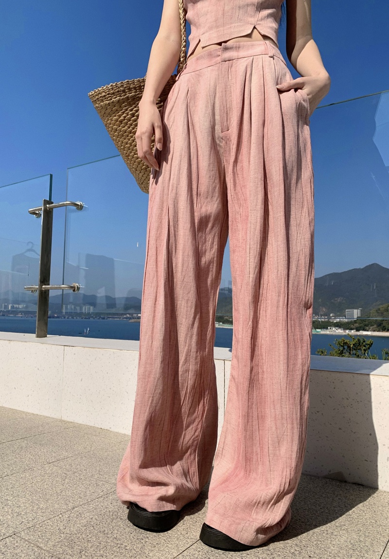 Summer adjustable vest pink casual pants a set for women