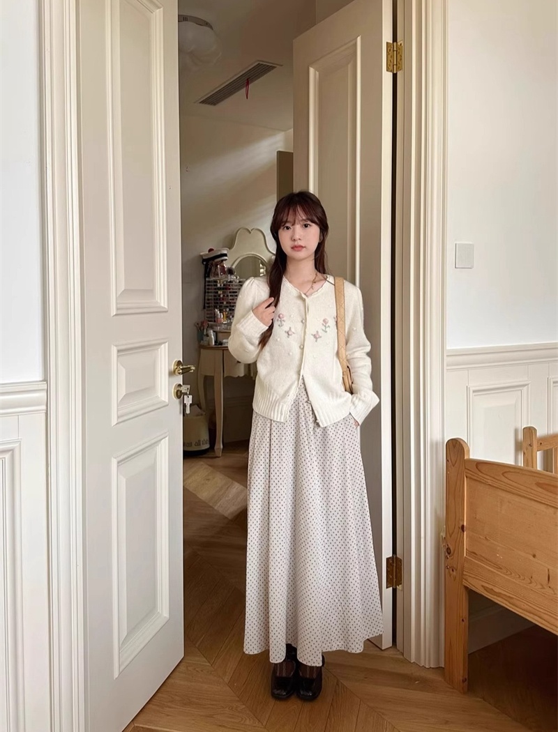 Stereoscopic flowers cardigan Korean style knitted sweater