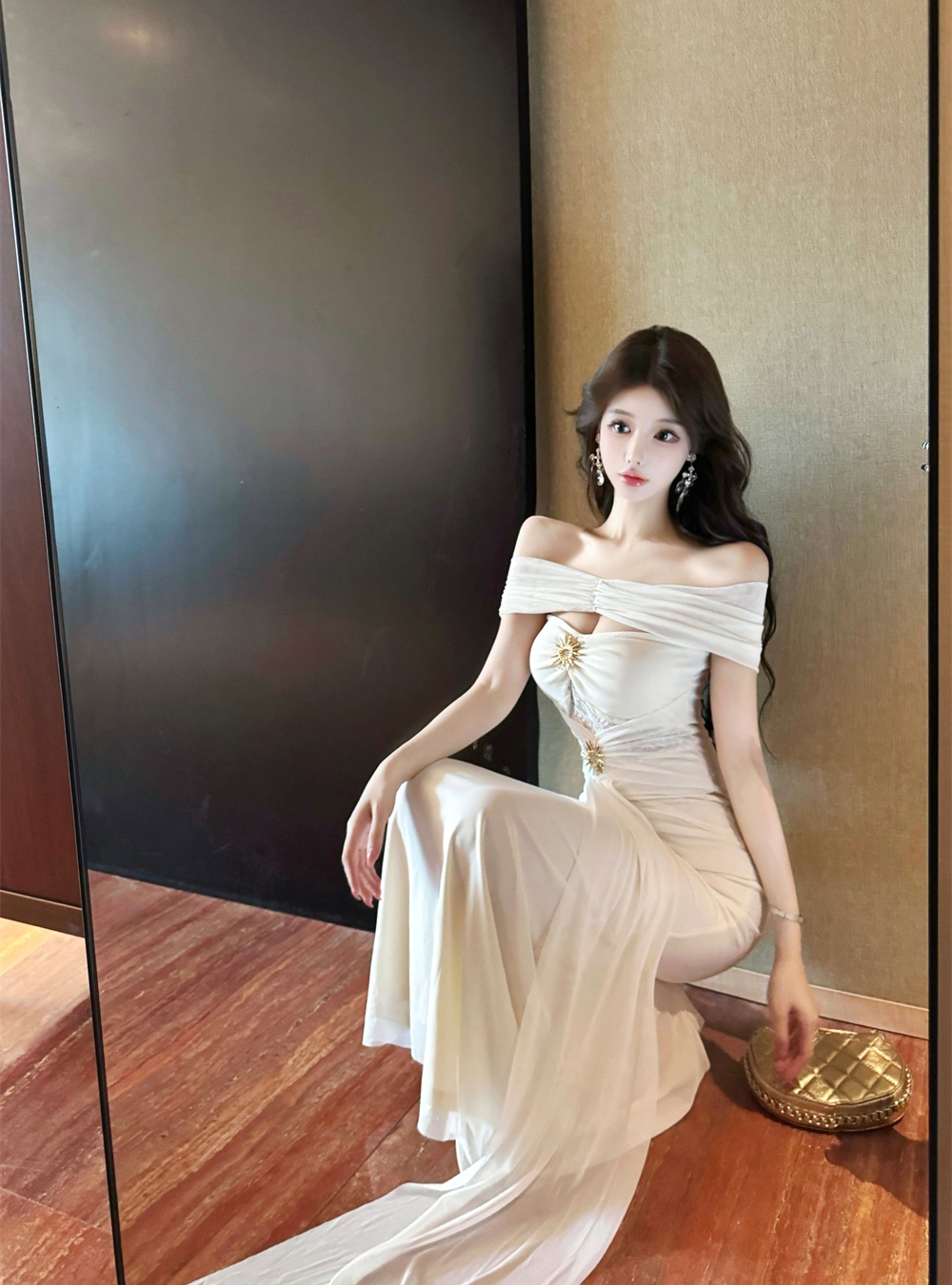 Vacation France style dress sexy long dress for women