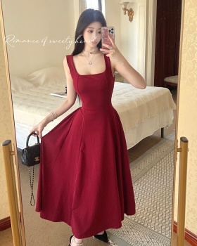 Sexy long spicegirl slim U-neck France style strap dress