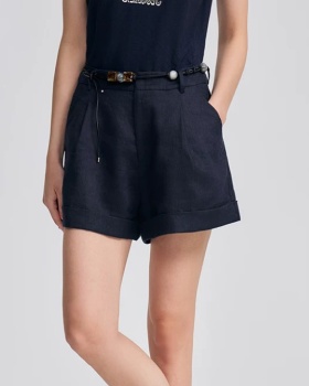 Flax retro summer crimping frenum Casual slim shorts for women