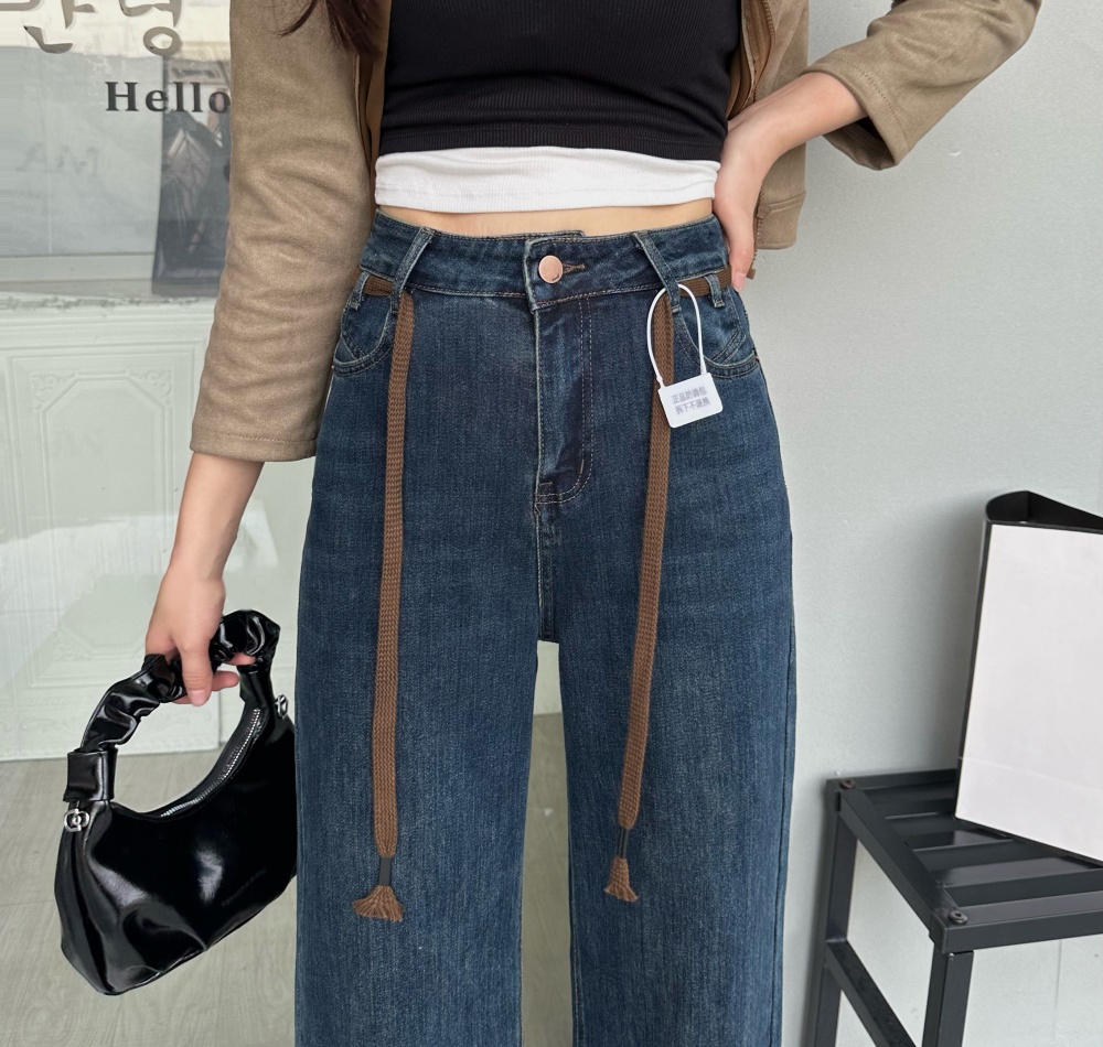 Autumn high waist slim thin straight pants jeans