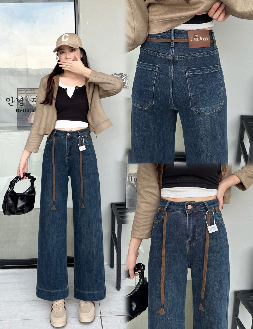 Autumn high waist slim thin straight pants jeans