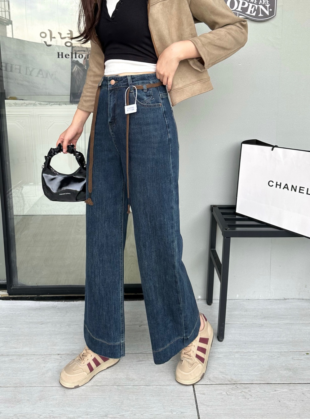 Autumn high waist slim thin straight pants jeans