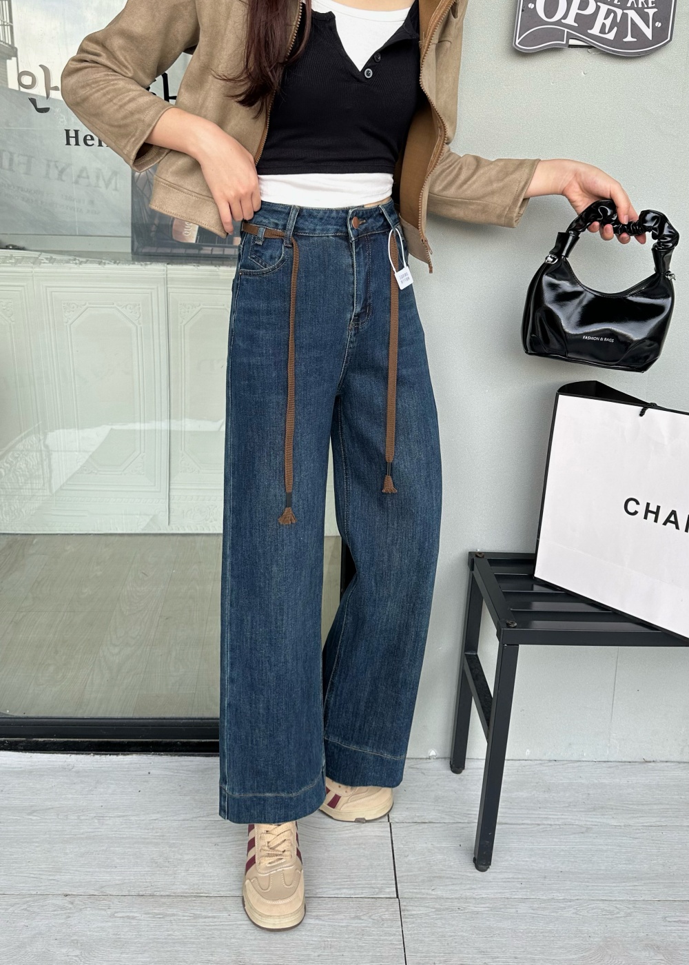 Autumn high waist slim thin straight pants jeans
