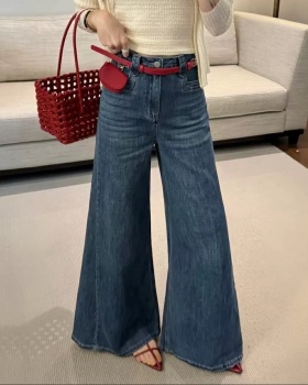 Mopping belt high waist jeans for women