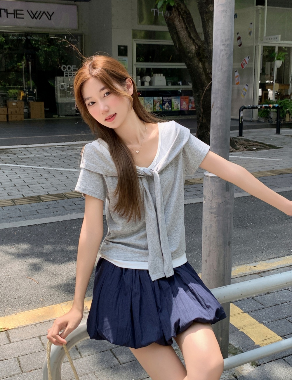 Slim unique T-shirt Pseudo-two tops for women
