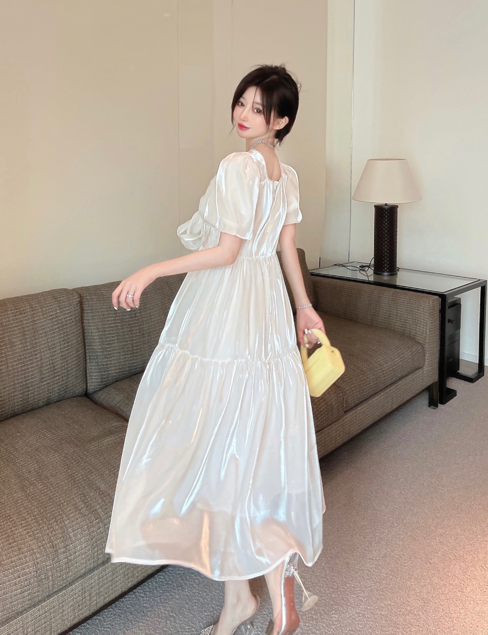 Summer pink Western style loose France style bow dress