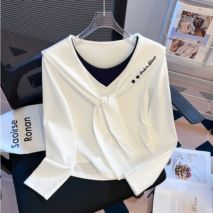 Niche T-shirt splice tops 2pcs set for women