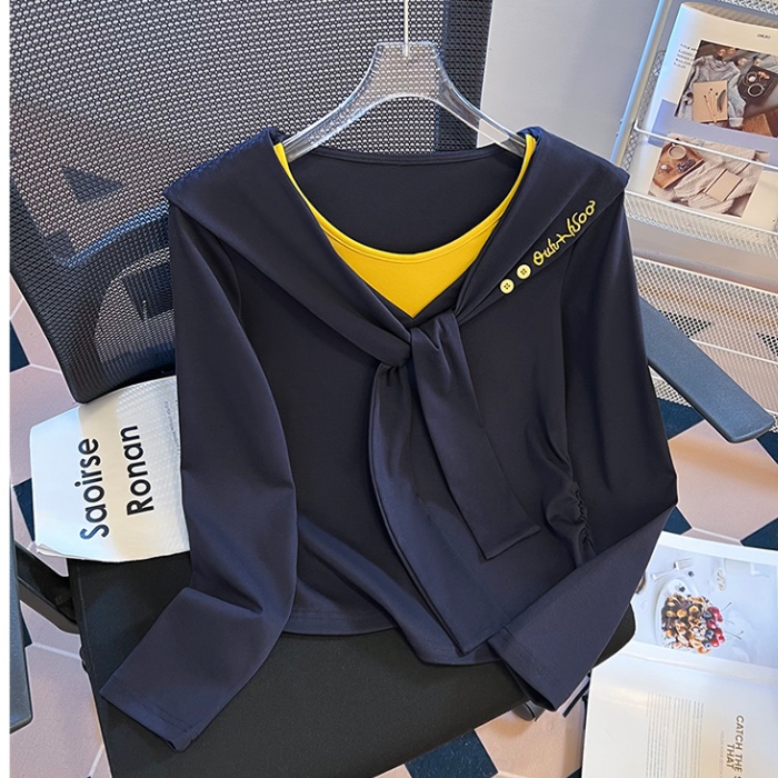 Niche T-shirt splice tops 2pcs set for women