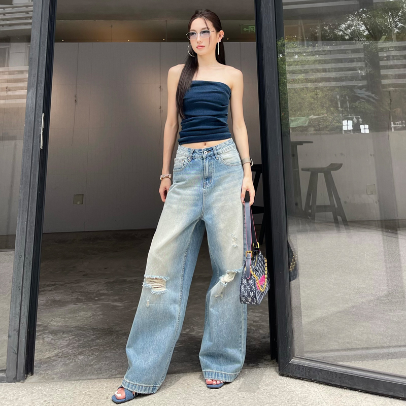 Straight pants Casual long pants loose retro jeans