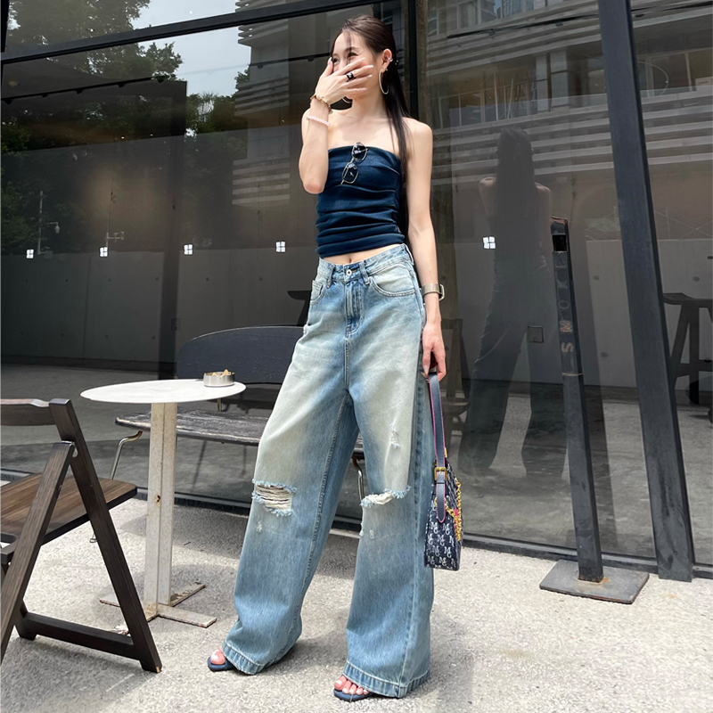 Straight pants Casual long pants loose retro jeans