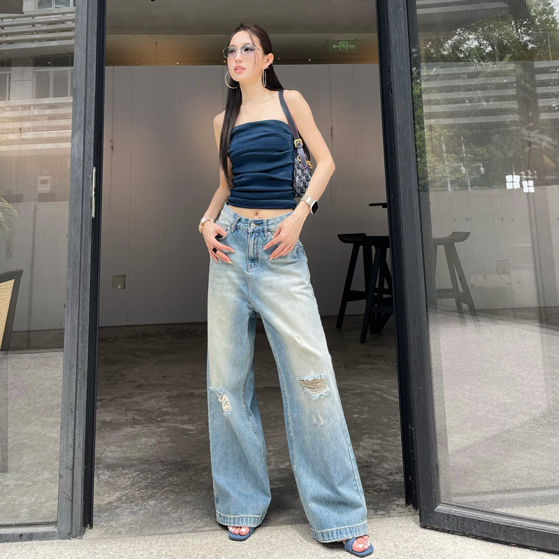 Straight pants Casual long pants loose retro jeans