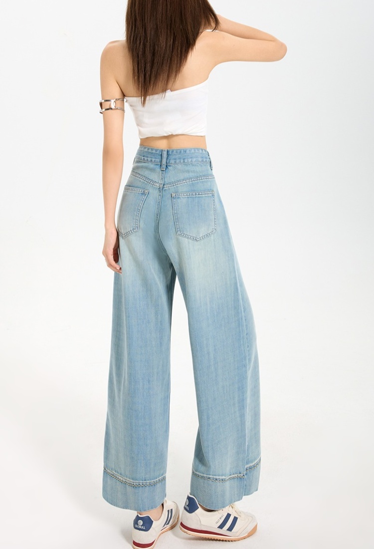High waist denim cool wide leg loose pants