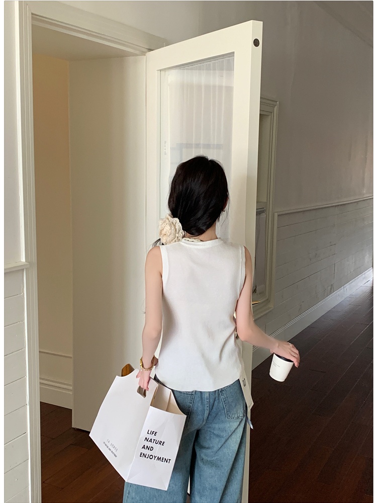 Graffiti sleeveless tops knitted American style vest