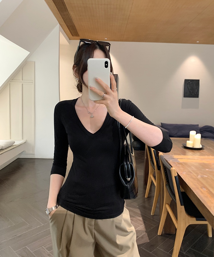 Short sleeve slim unique tops summer thin T-shirt for women