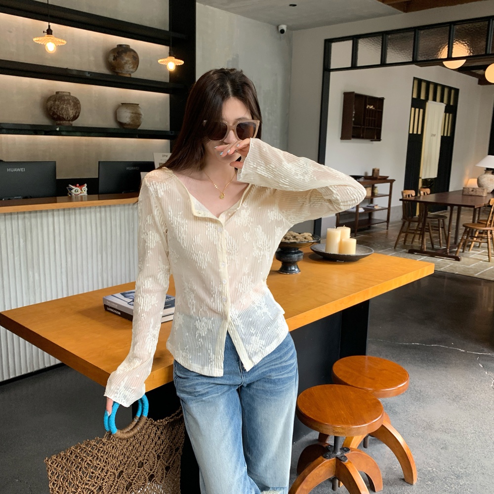 Wears outside apricot cardigan temperament tops for women