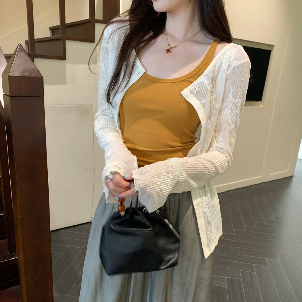 Wears outside apricot cardigan temperament tops for women