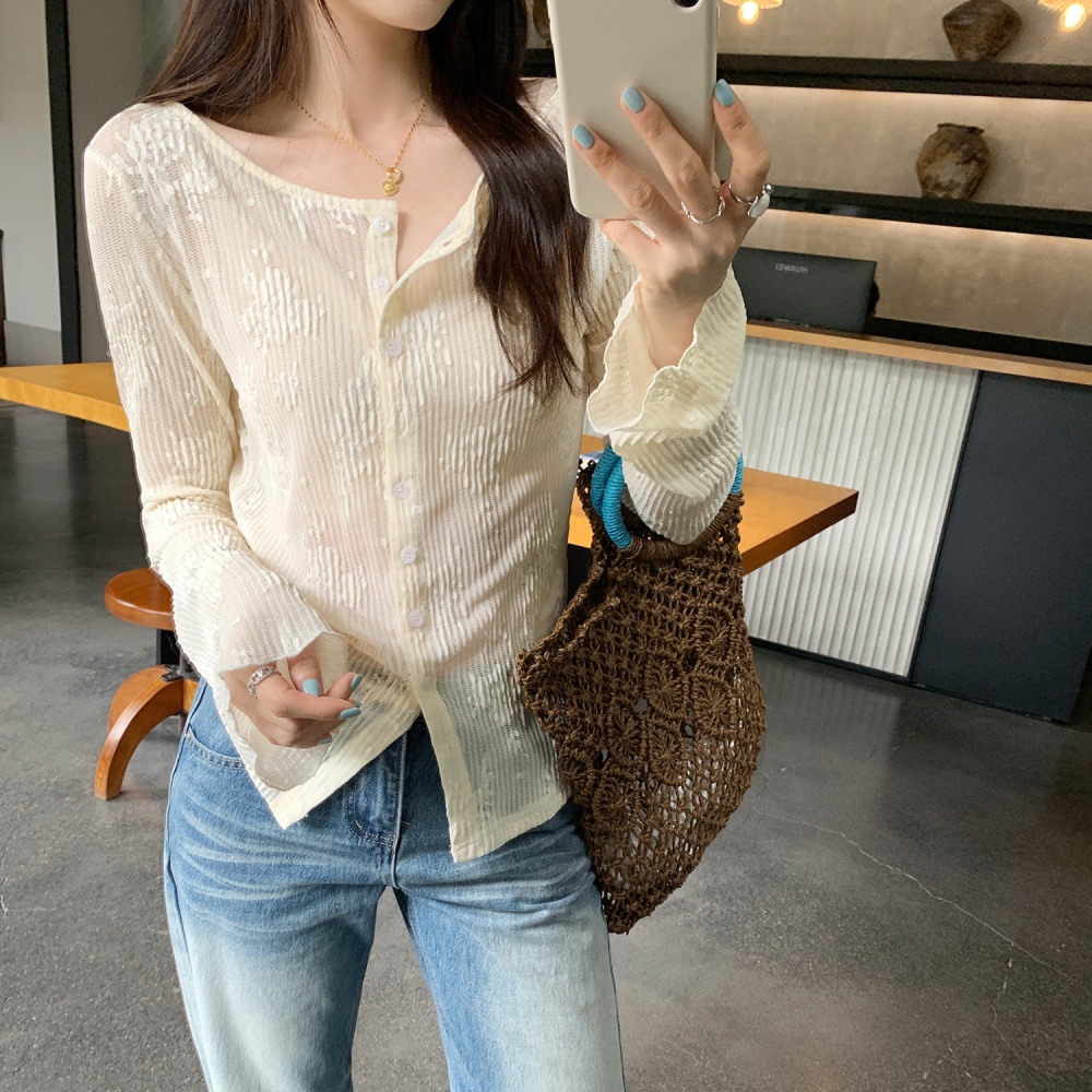 Wears outside apricot cardigan temperament tops for women
